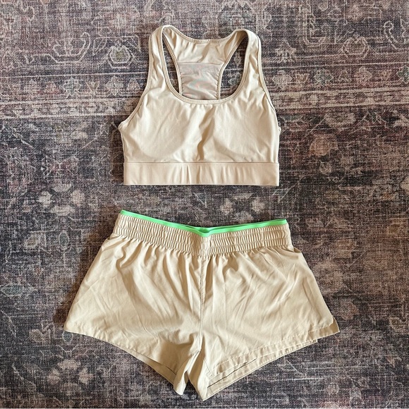 Fabletics Running Set | Tan Lime Green Cobalt Blue | Women's M | Athleisure - Picture 2 of 14